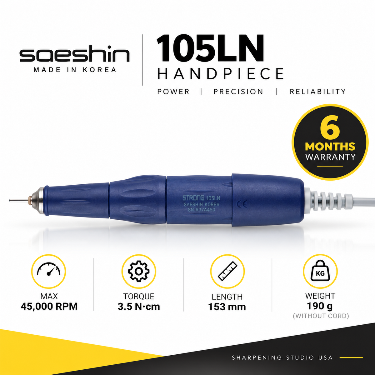 Saeshin Strong 210 / 105LN Blue 45K RPM Nail Drill